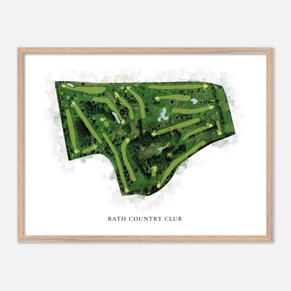 Bath Country Club New York Classic Watercolor Golf Course Map Poster