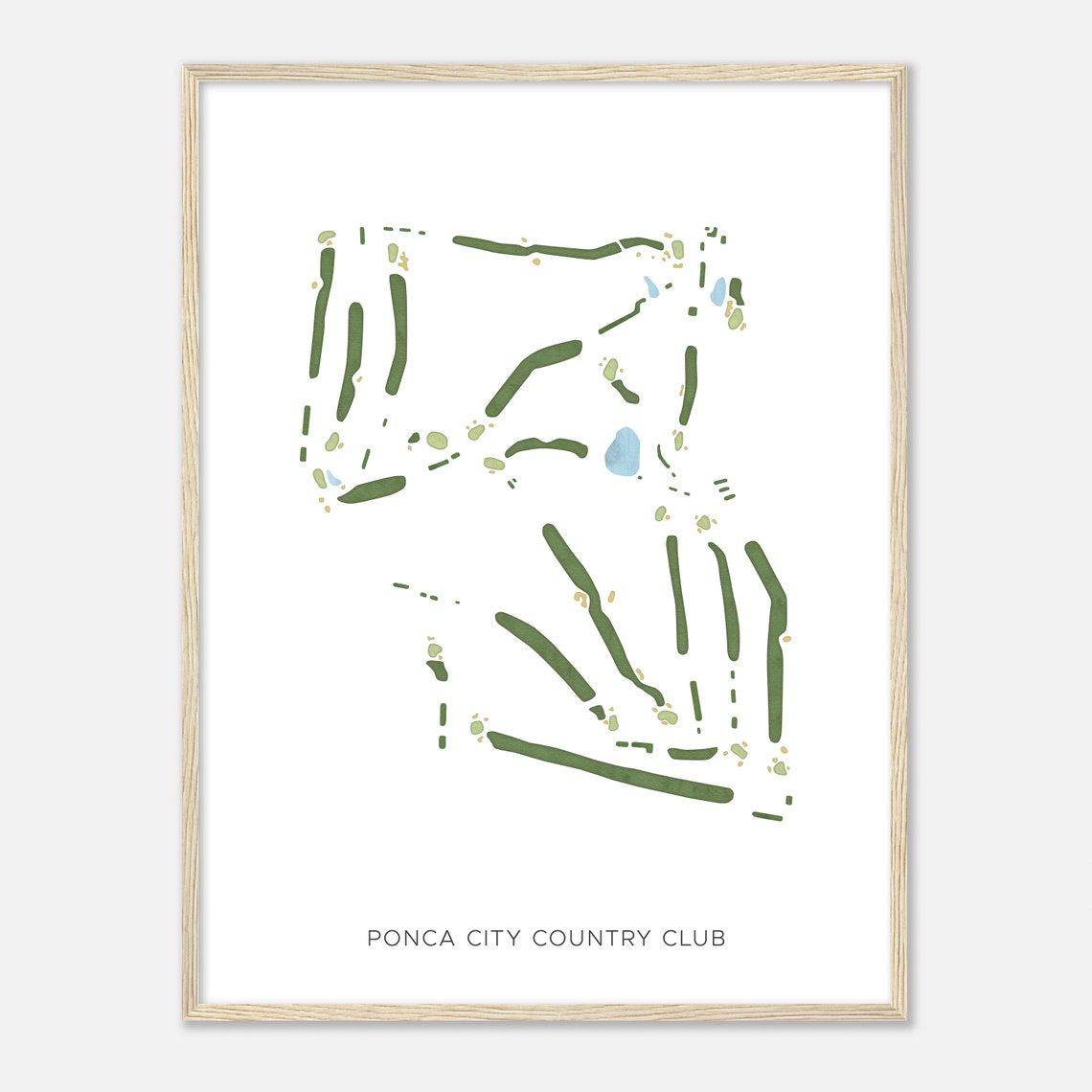 Ponca City Country Club Oklahoma Modern Watercolor Course Map Poster - Image 2