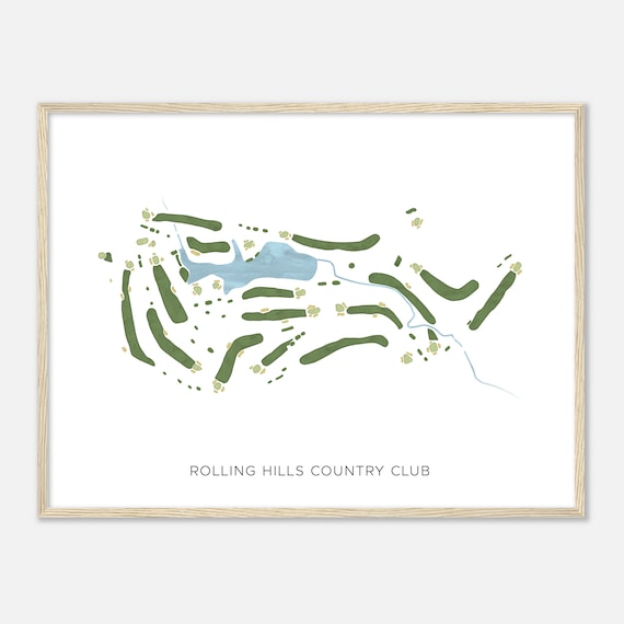 Rolling Hills Country Club North Carolina Modern Watercolor Map Golf Poster