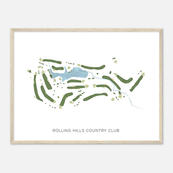 Rolling Hills Country Club North Carolina Modern Watercolor Map Golfer Gift Golf Wall Art Golf Poster Print Course Layout