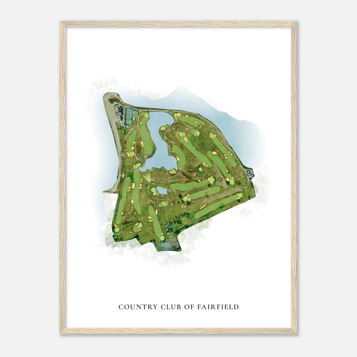 Country Club Of Fairfield Classic Watercolor Aerial Course Map Poster