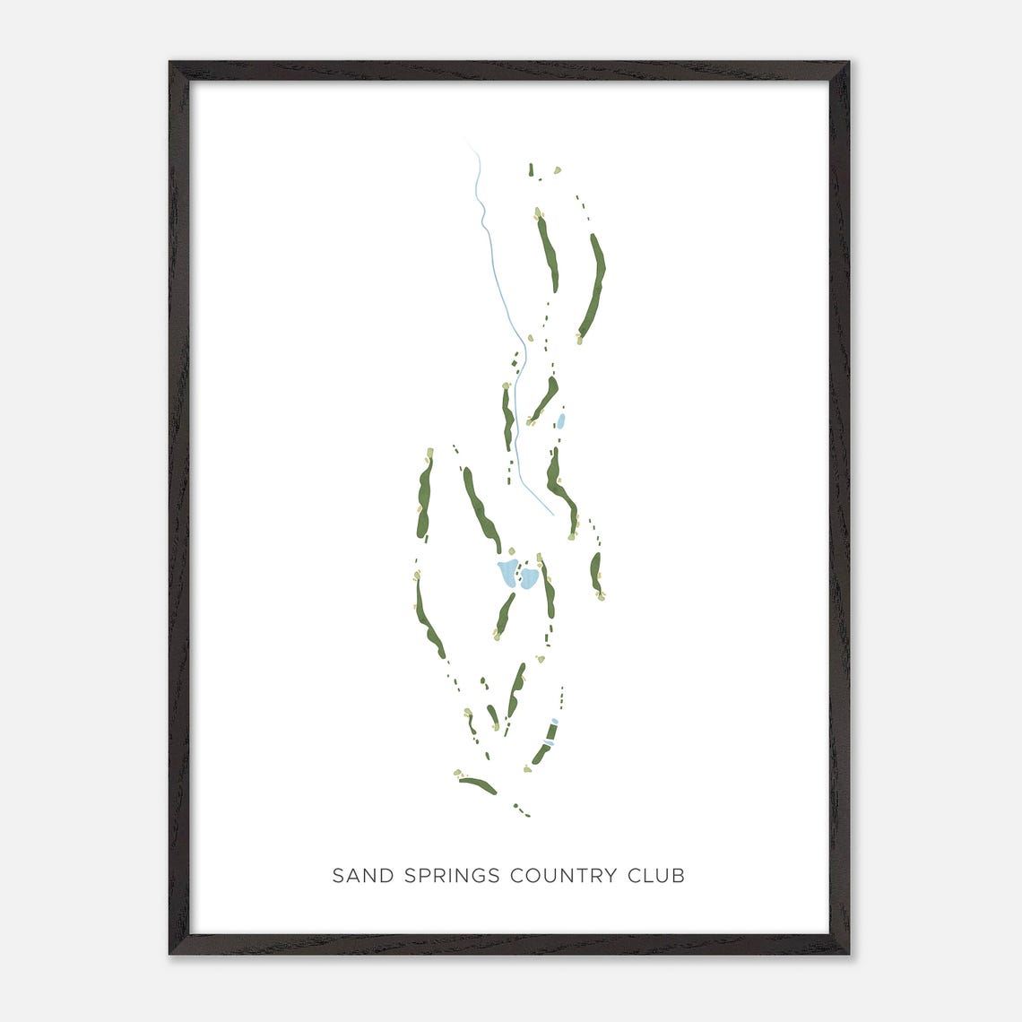 Sand Springs Country Club Modern Minimalist Watercolor Map Poster - Image 3
