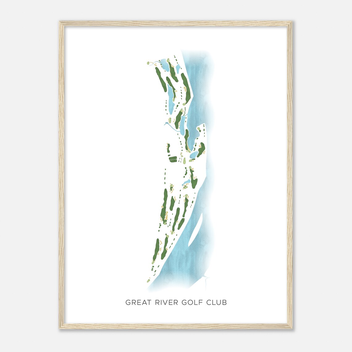 Great River Golf Club Connecticut Modern Watercolor Map Golfer Gift Golf Wall Art Golf Poster Print Course Layout - Image 2