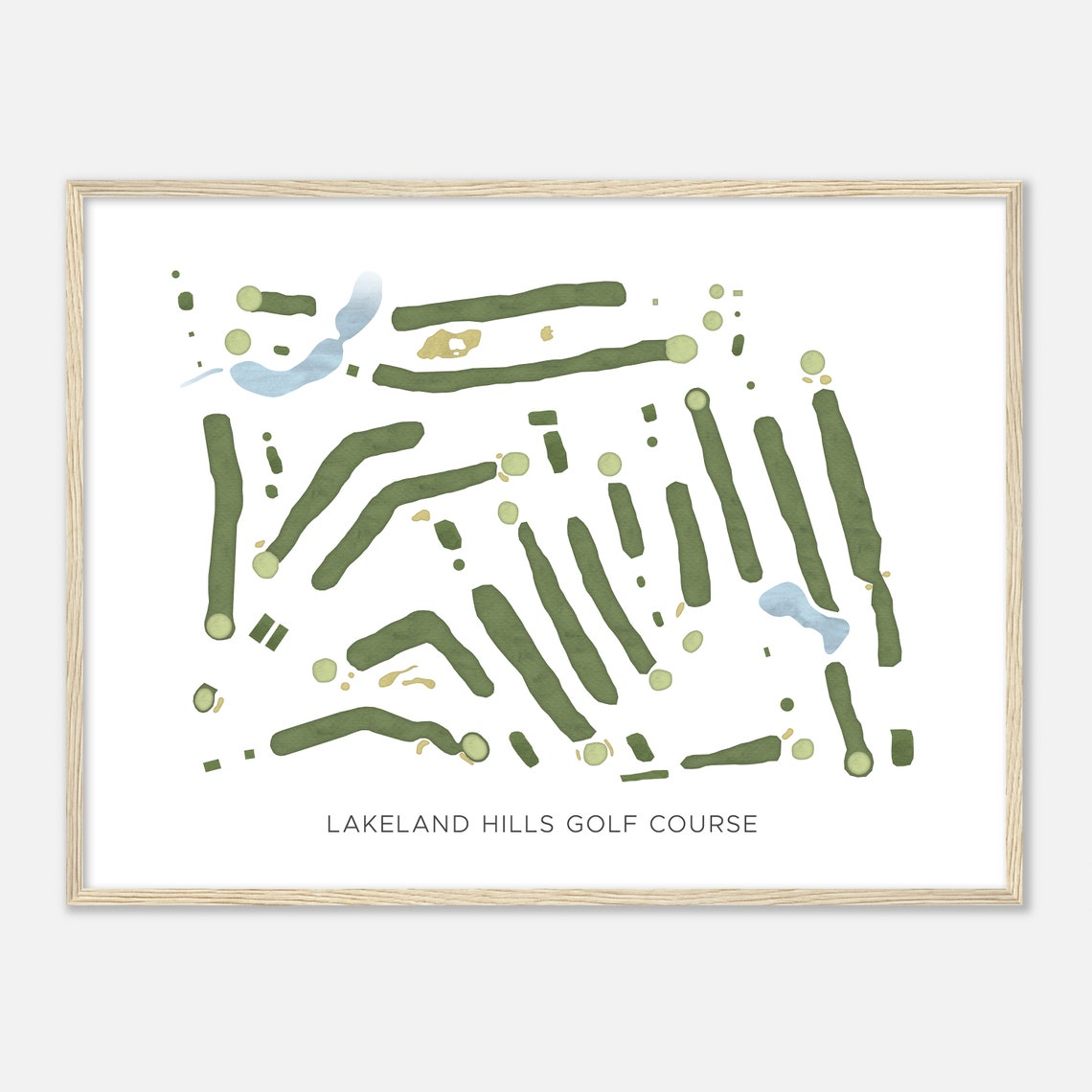 Lakeland Hills Golf Course Modern Minimalist Watercolor Map Poster - Image 2