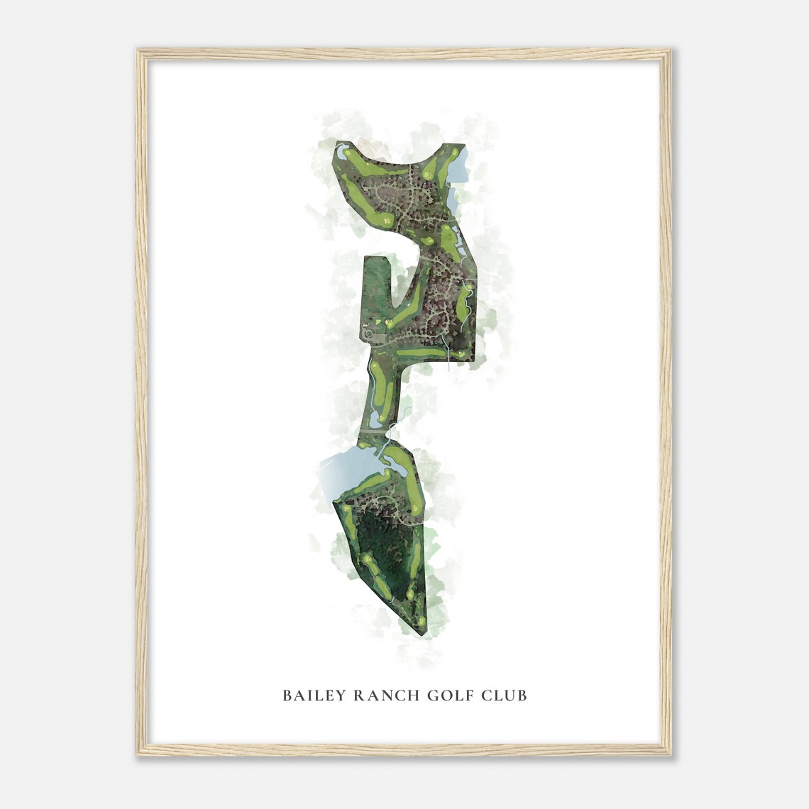 Bailey Ranch Golf Club Oklahoma Classic Watercolor Golf Map Poster - Image 2