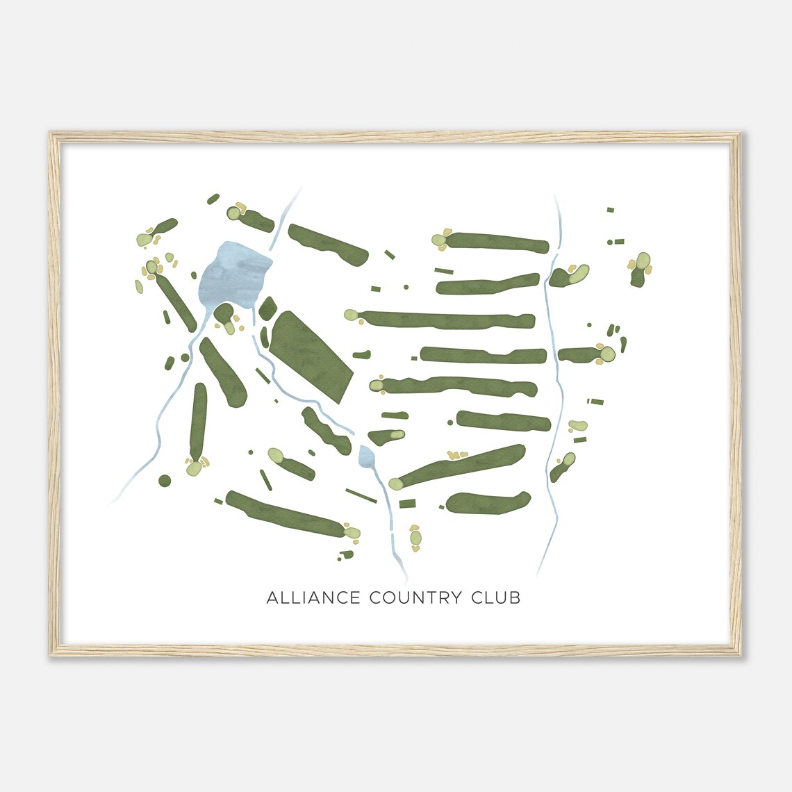 Alliance Country Club Ohio Modern Watercolor Map, Golf Poster