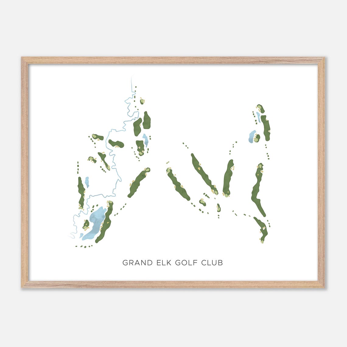Grand Elk Golf Club Minimalist Watercolor Creekside Map Poster