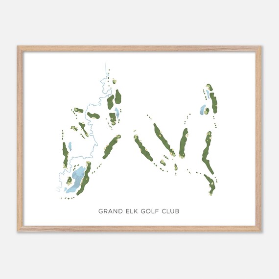 Grand Elk Golf Club Minimalist Watercolor Creekside Map Poster