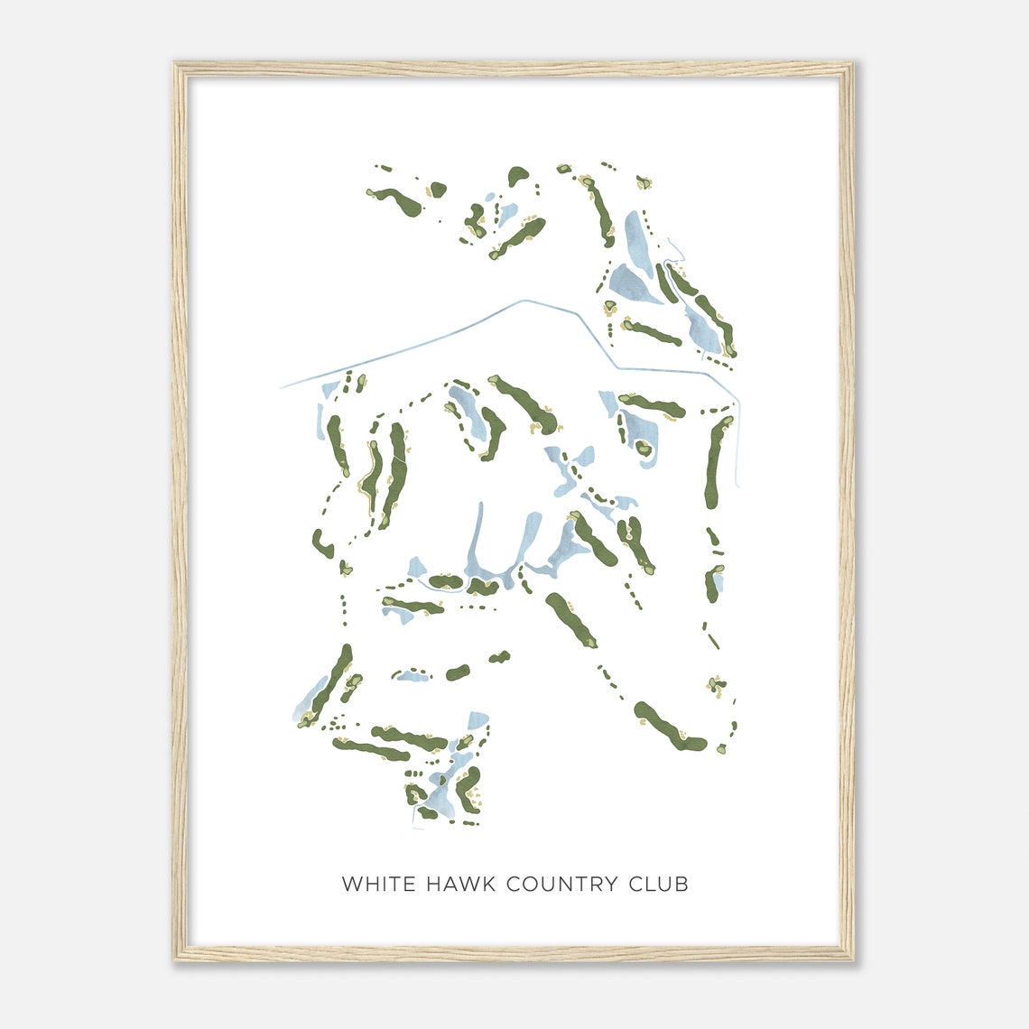 White Hawk Country Club Minimalist Watercolor Golf Map Poster - Image 2