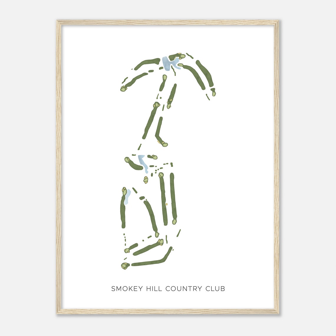 Smokey Hill Country Club Minimalist Watercolor Course Map Poster