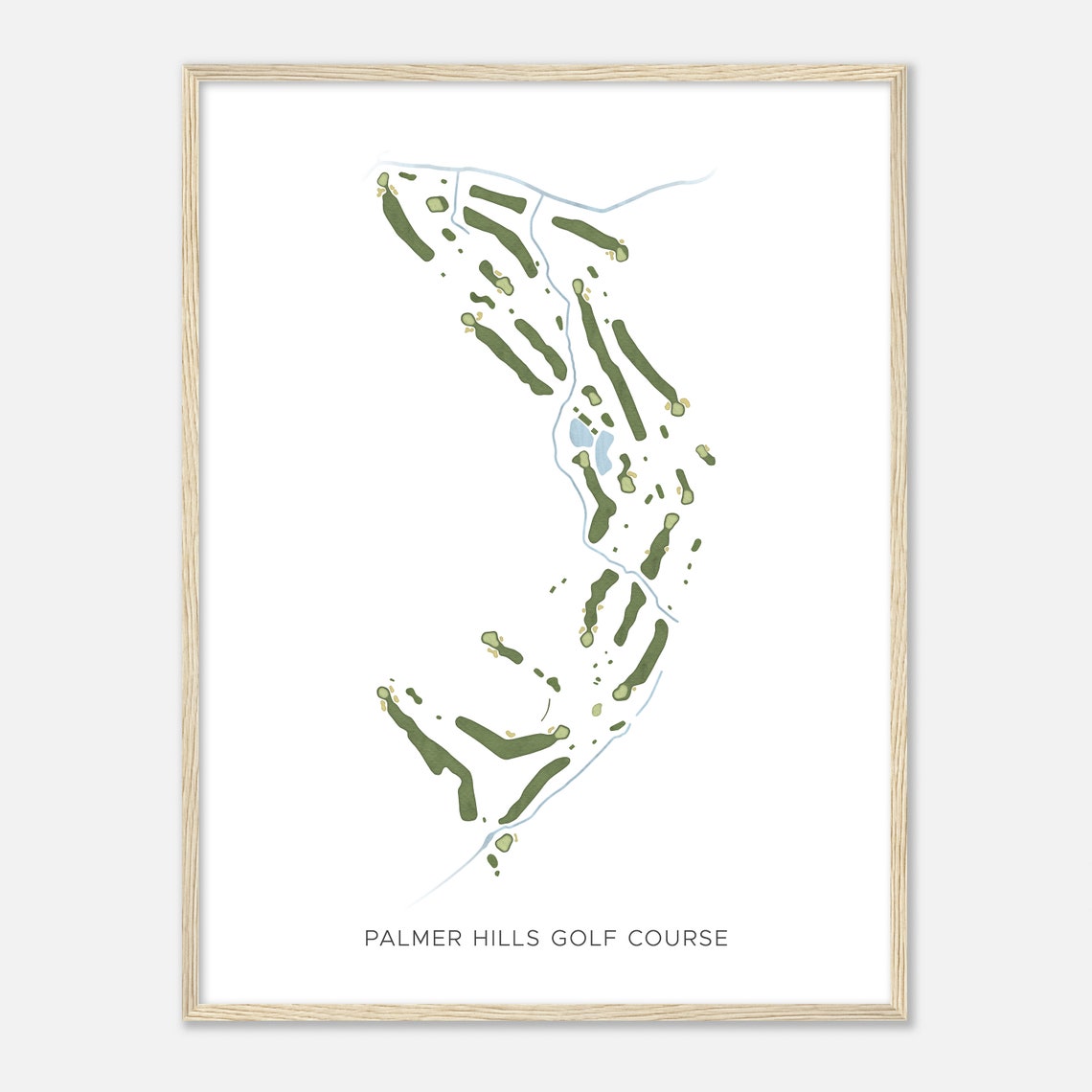 Palmer Hills Golf Course Modern Watercolor Layout Map Gift Print