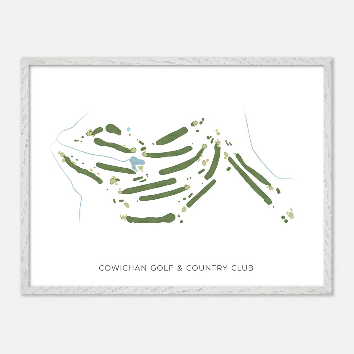 Cowichan Golf & Country Club Modern Minimalist Watercolor Golf Map Poster - Image 3