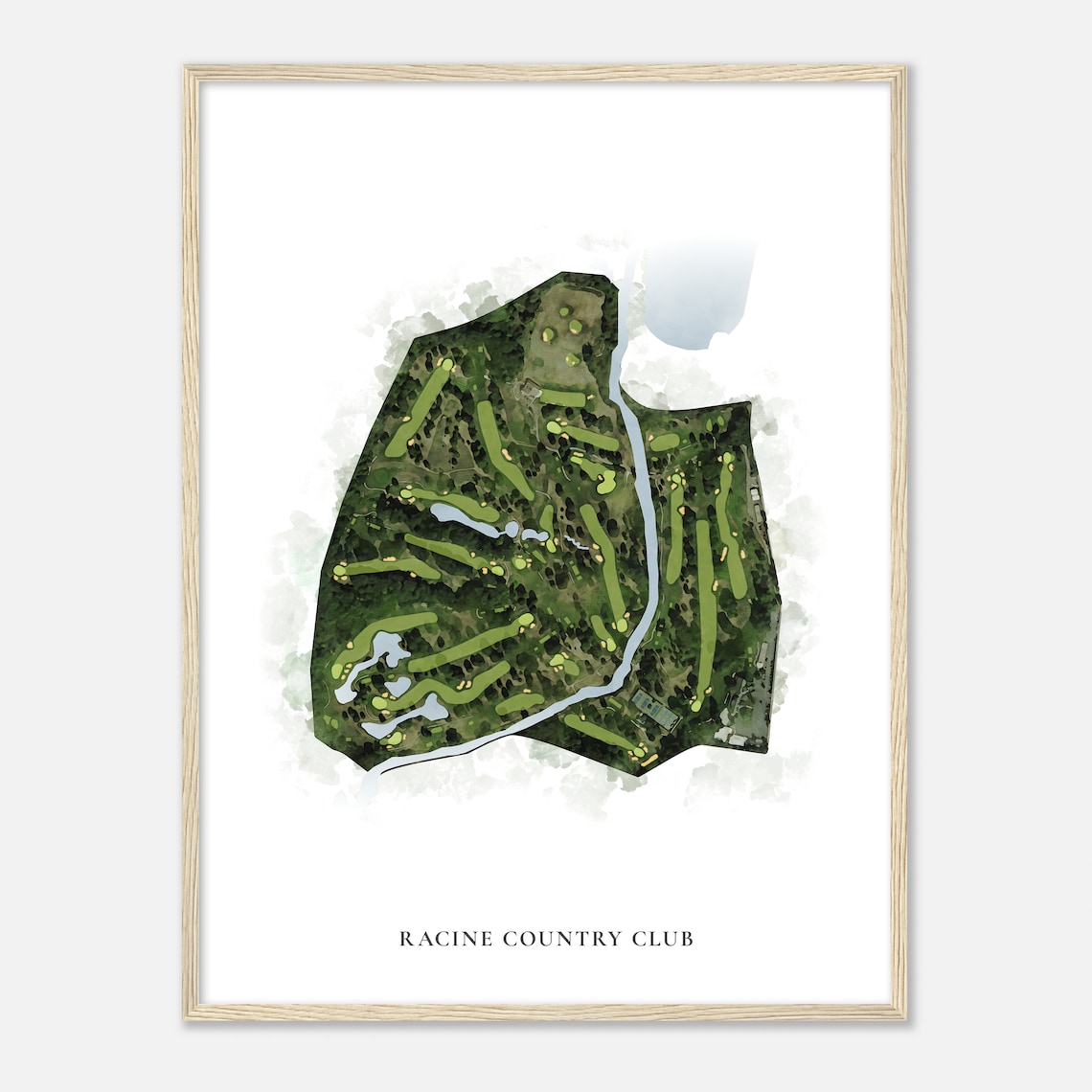 Racine Country Club Poster Watercolor Aerial Map Golfer Gift - Image 2