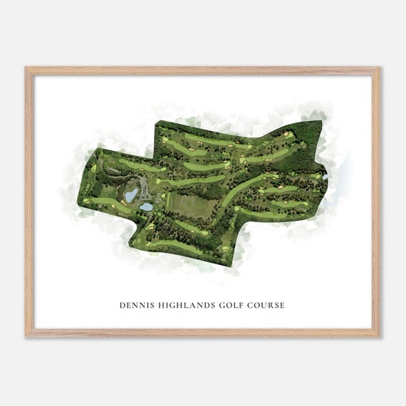 Dennis Highlands Golf Course In Dennis Massachusetts Classic Watercolor Map Golfer Gift Golf Wall Art Golf Poster Print