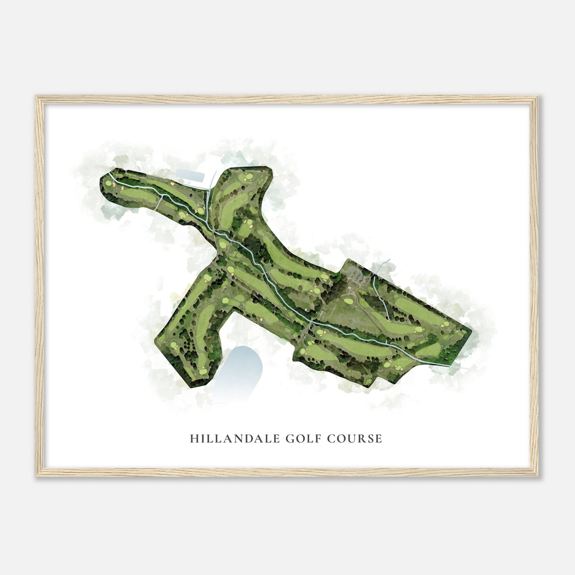 Hillandale Golf Course North Carolina Classic Watercolor Map Poster