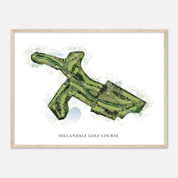 Hillandale Golf Course North Carolina Classic Watercolor Map Golfer Gift Golf Wall Art Golf Poster Print Course Layout