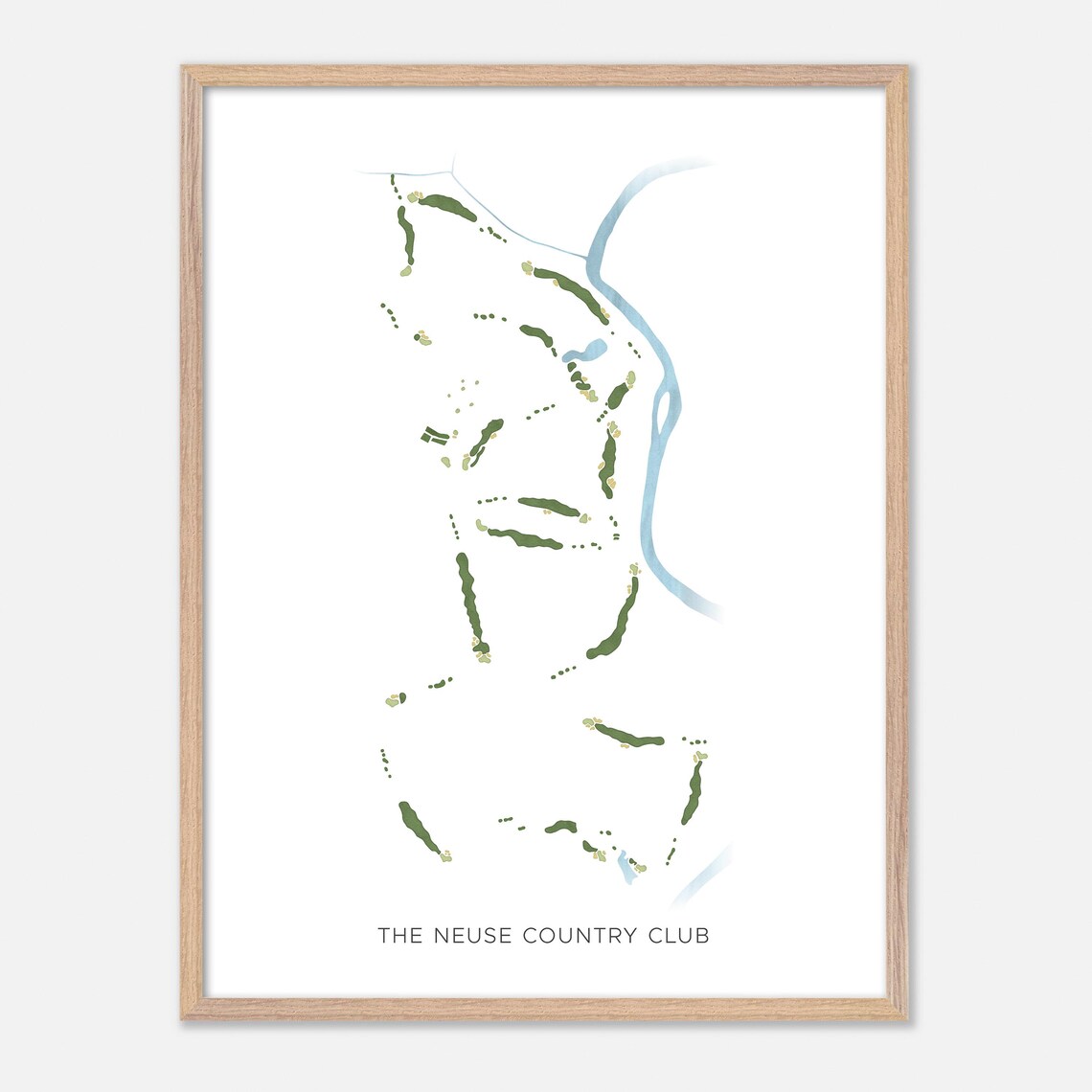 The Neuse Country Club Clayton NC Modern Watercolor Map Poster - Image 2