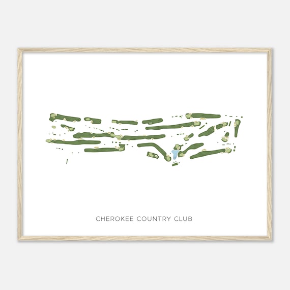 Cherokee Country Club Minimalist Green Golf Course Map Wall Art
