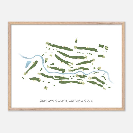 Oshawa Golf Curling Club Modern Watercolor Map, Poster Print