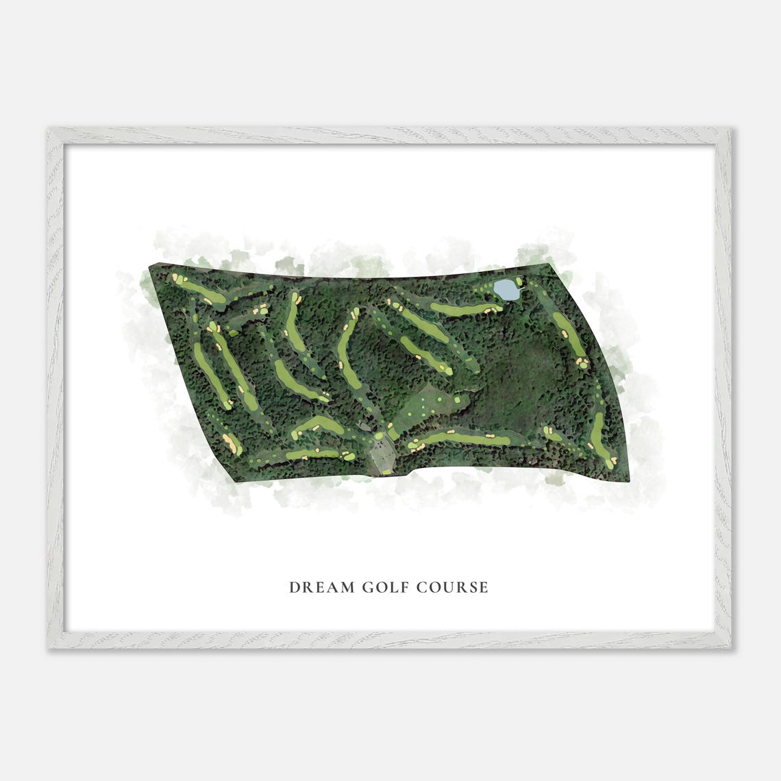 Dream Golf Course Watercolor Aerial Woodland Layout Map Poster - Image 4