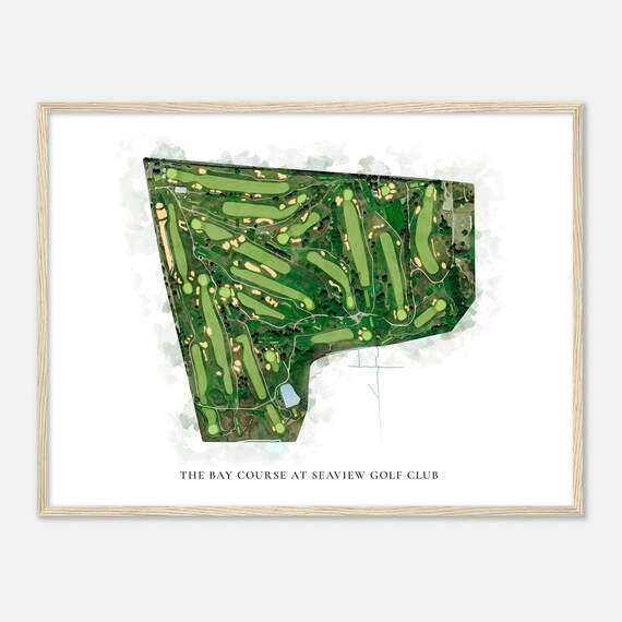 The Bay Course At Seaview Golf Club New Jersey Classic Watercolor Map Golfer Gift Golf Wall Art Golf Poster Print Course Layout