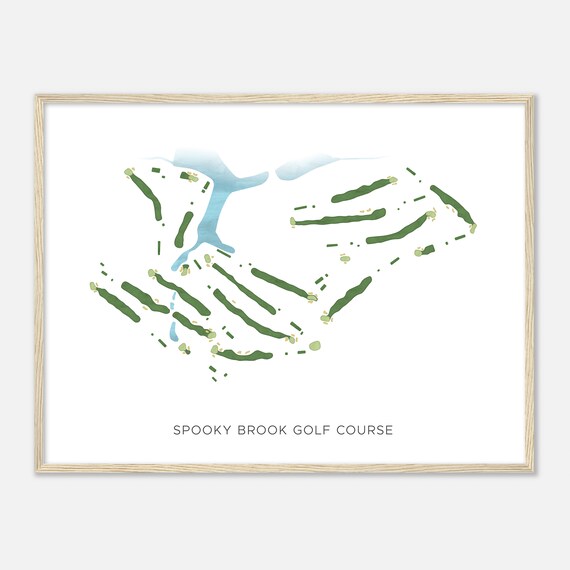 Spooky Brook Golf Course Modern Watercolor Golf Course Map Poster