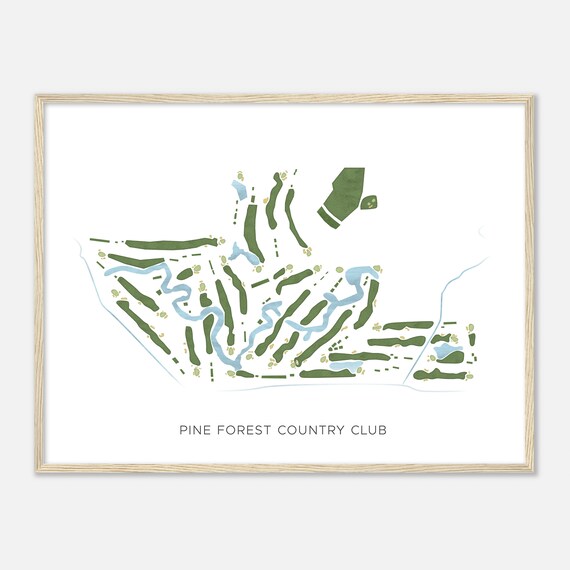 Pine Forest Country Club Texas Modern Watercolor Map Golf Poster