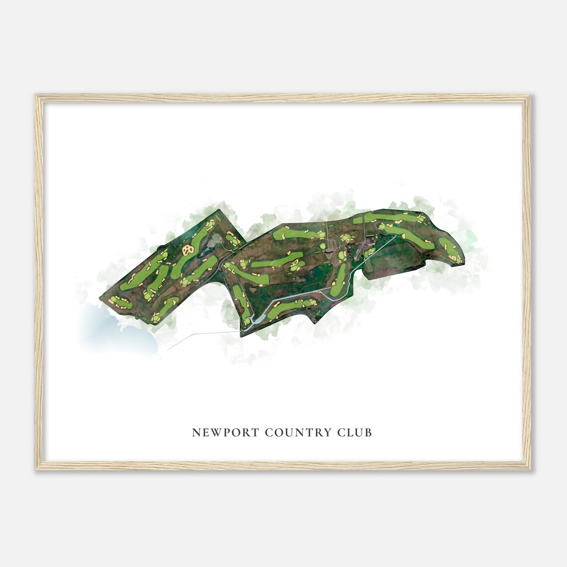 Newport Country Club Classic Watercolor Aerial Course Map Poster - Image 2