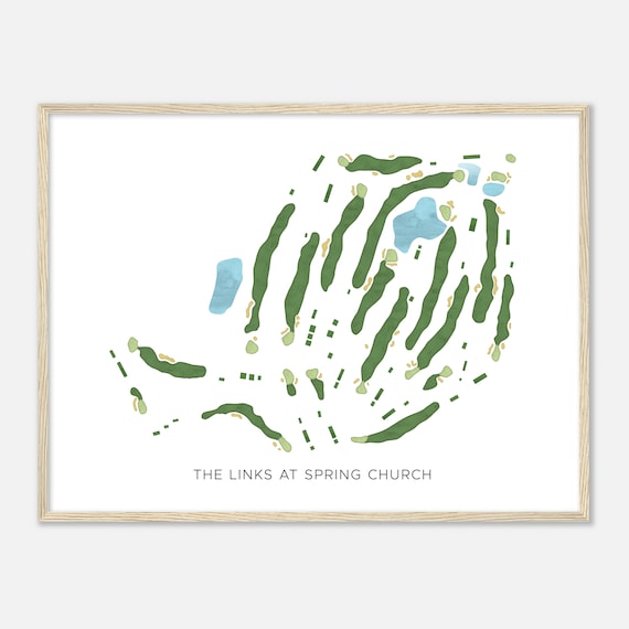 The Links At Spring Church Pennsylvania Modern Watercolor Map Golfer Gift Golf Wall Art Golf Poster Print Course Layout