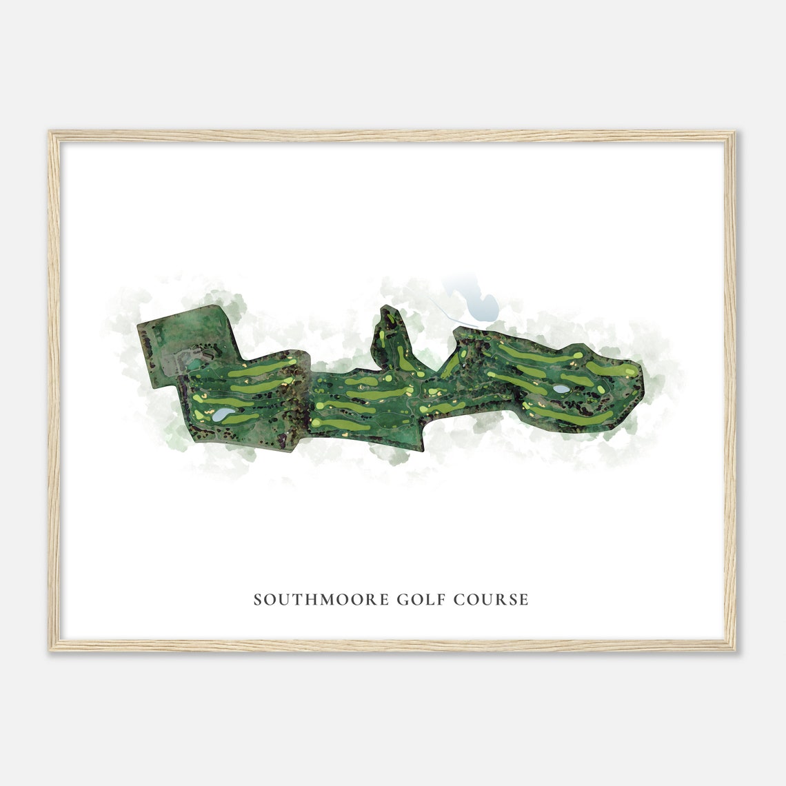Southmoore Golf Course Watercolor Aerial Golf Course Map Poster