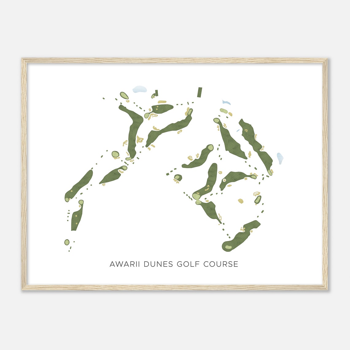 Awarii Dunes Golf Course Nebraska Modern Watercolor Map Golfer Gift Golf Wall Art Golf Poster Print Course Layout