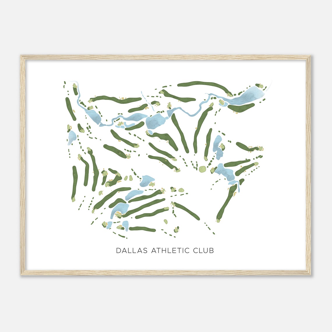 Dallas Athletic Club Texas Modern Watercolor Golf Map Poster - Image 2