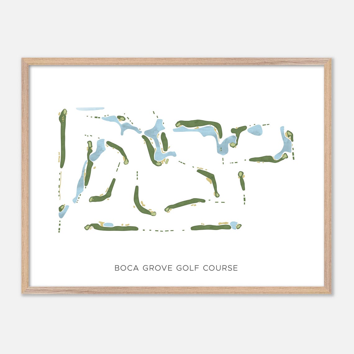 Boca Grove Golf Course Boca Raton Florida Modern Watercolor Map Poster