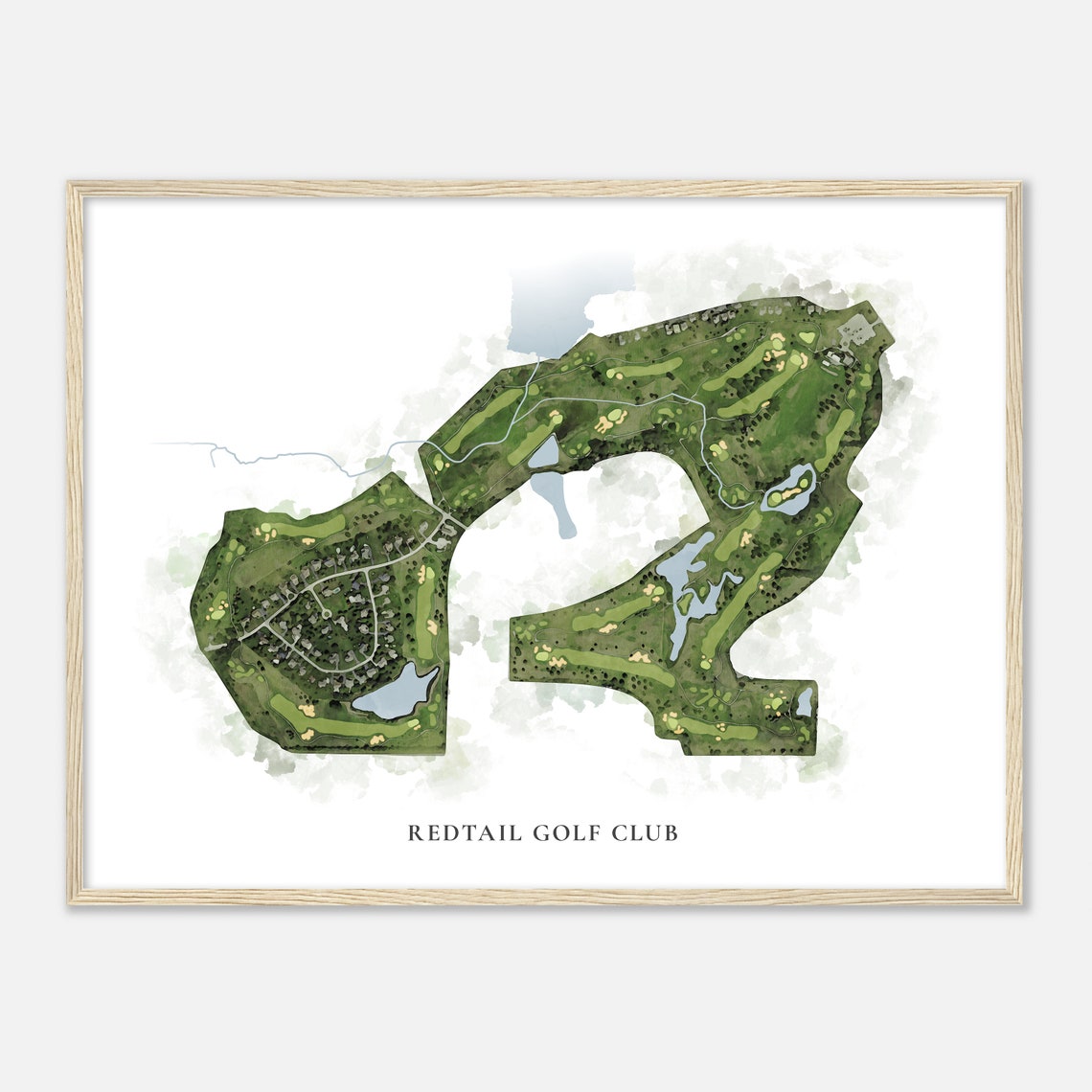 Redtail Golf Club Illinois Classic Watercolor Map Golfer Gift Golf Wall Art Golf Poster Print Course Layout