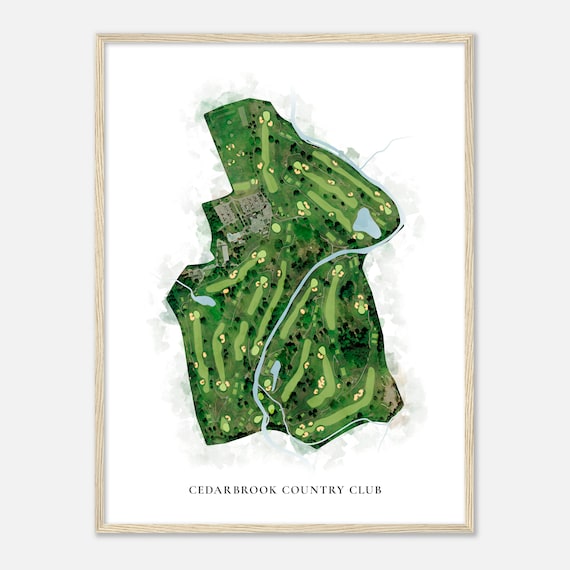 Cedarbrook Country Club Pennsylvania Classic Watercolor Map Golfer Gift Golf Wall Art Golf Poster Print Course Layout
