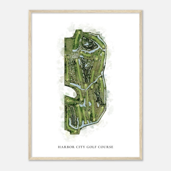 Harbor City Golf Course Florida Classic Watercolor Map Golfer Gift Golf Wall Art Golf Poster Print Course Layout