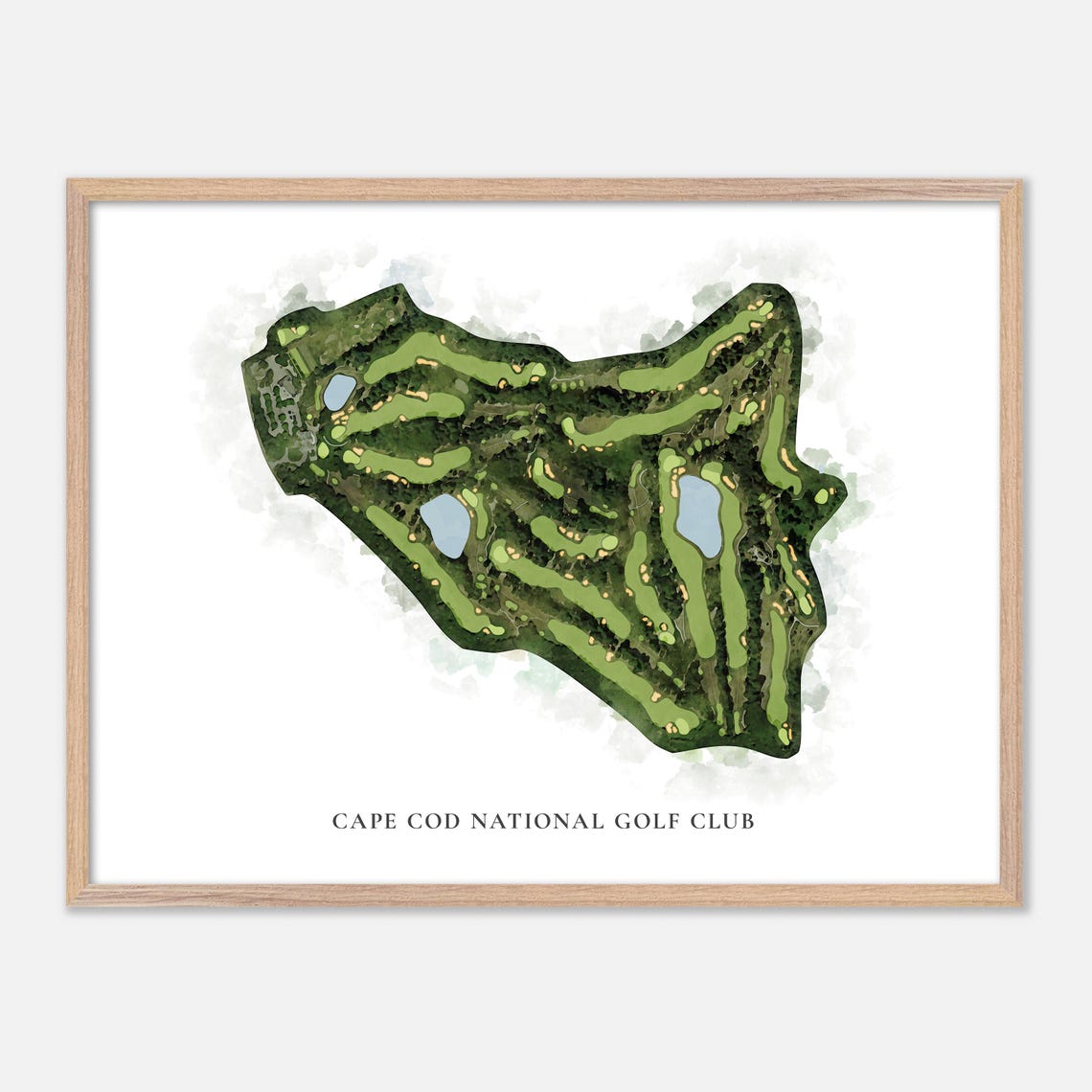 Cape Cod National Golf Club Aerial Watercolor Golf Course Map Poster
