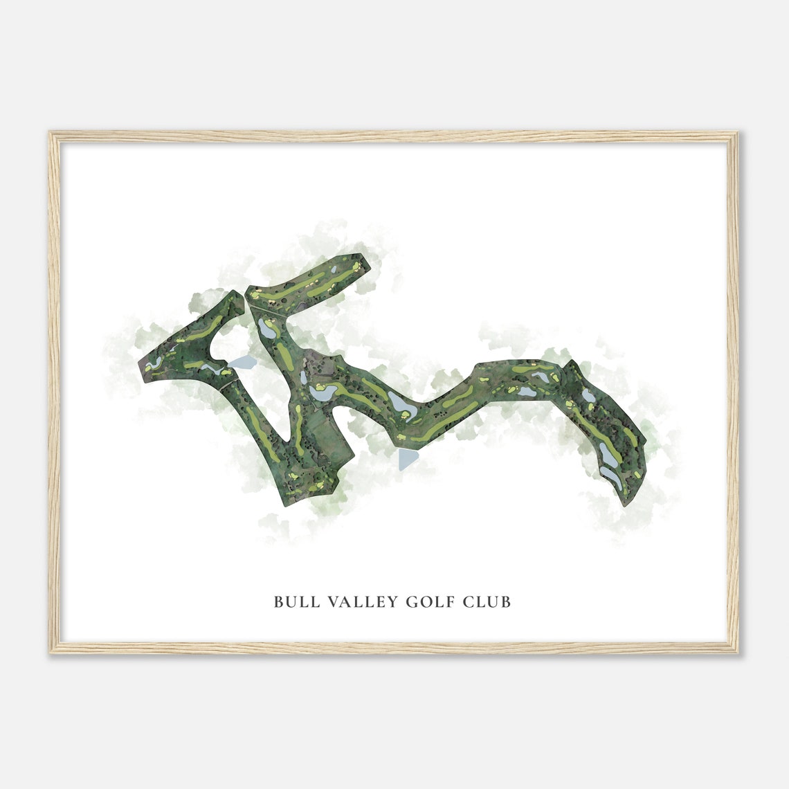 Bull Valley Golf Club Classic Watercolor Aerial Map Wall Art