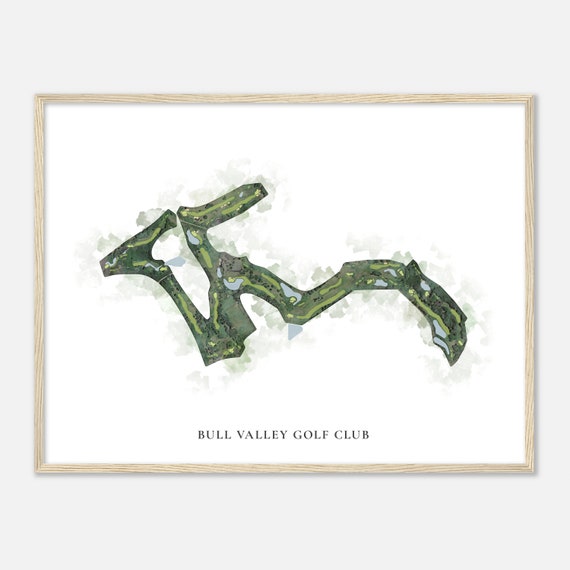 Bull Valley Golf Club Illinois Classic Watercolor Map Golfer Gift Golf Wall Art Golf Poster Print Course Layout