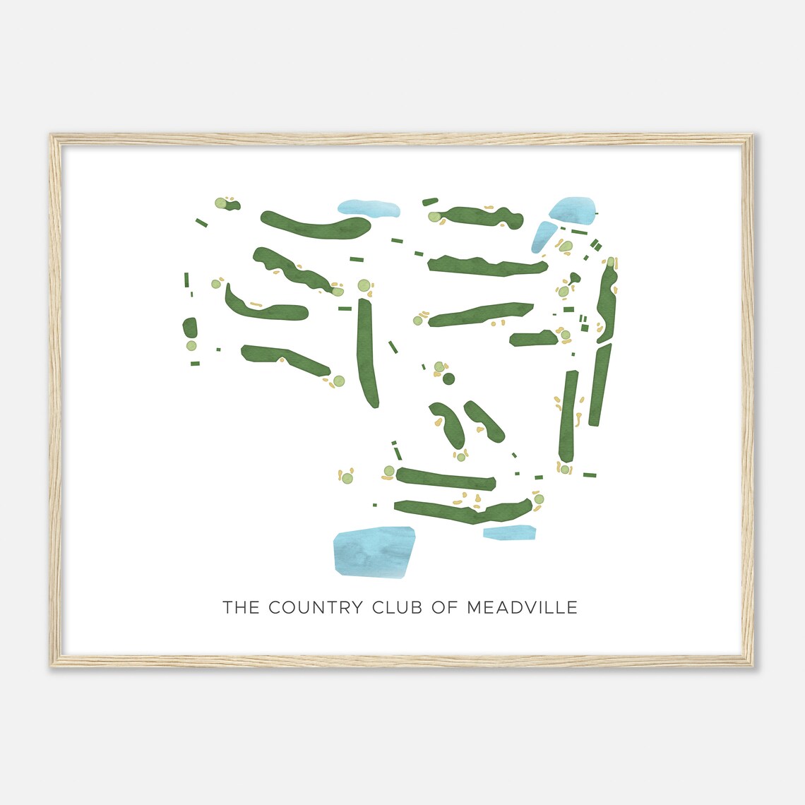 The Country Club Of Meadville Modern Watercolor Golf Course Map Poster - Image 2