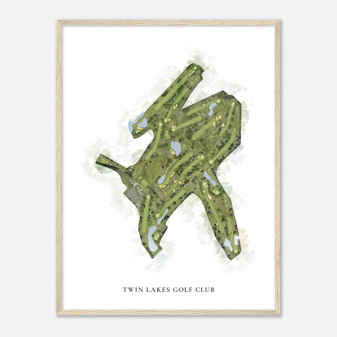 Twin Lakes Golf Club Classic Watercolor Golf Course Map Poster - Image 2