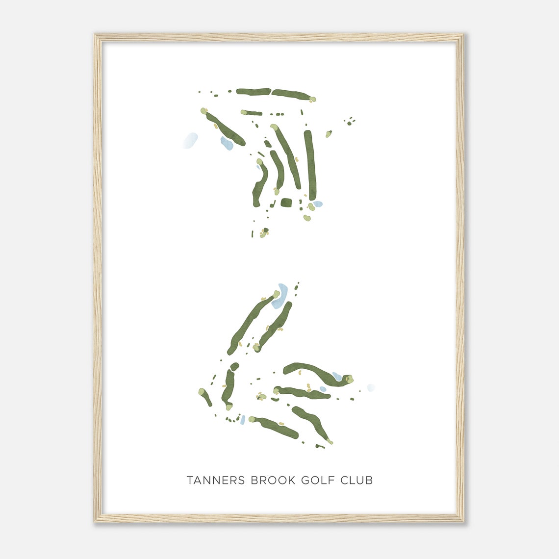 Tanners Brook Golf Club Modern Minimalist Watercolor Map Poster