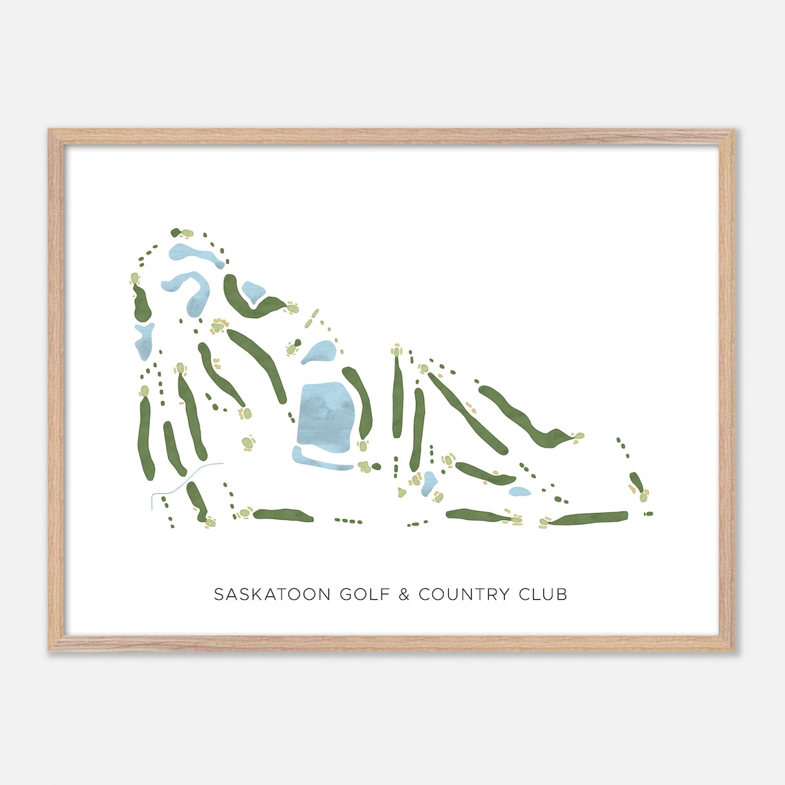 Saskatoon Golf Country Club Furdale Modern Watercolor Map Poster