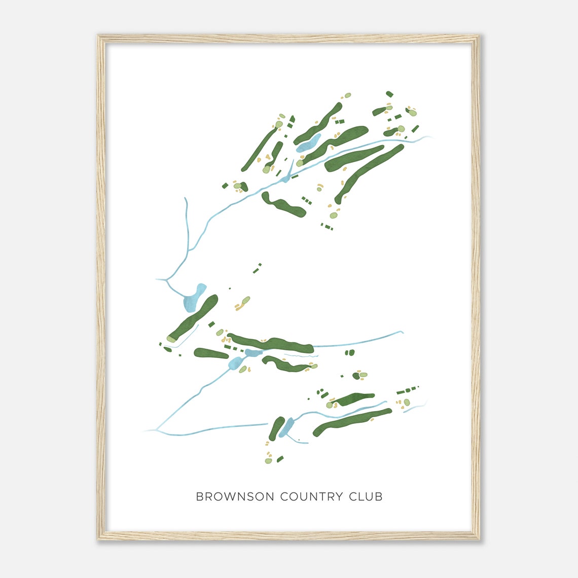Brownson Country Club Connecticut Modern Watercolor Golf Map Poster - Image 2