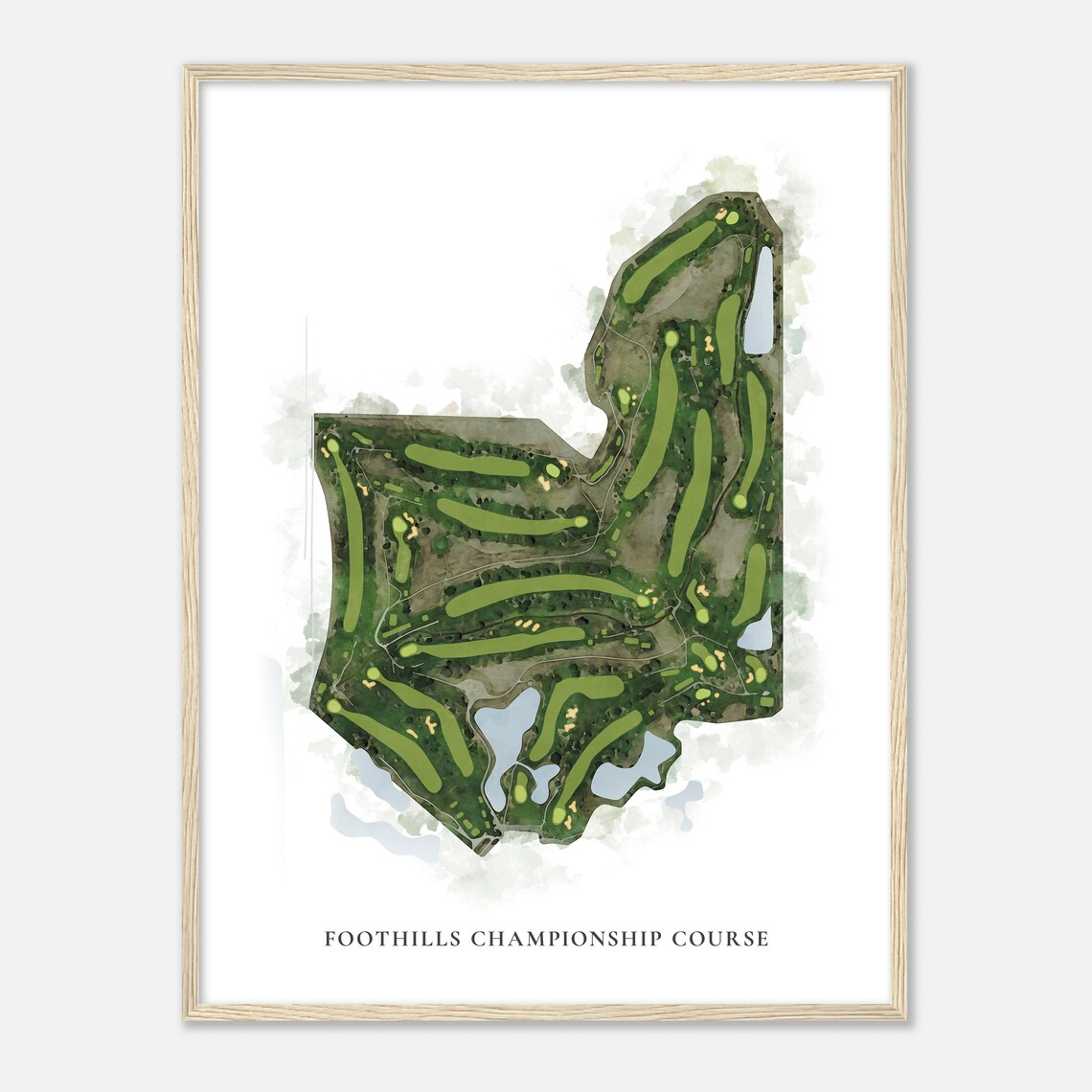 Foothills Championship Course Colorado Classic Watercolor Map Golfer Gift Golf Wall Art Golf Poster Print Course Layout