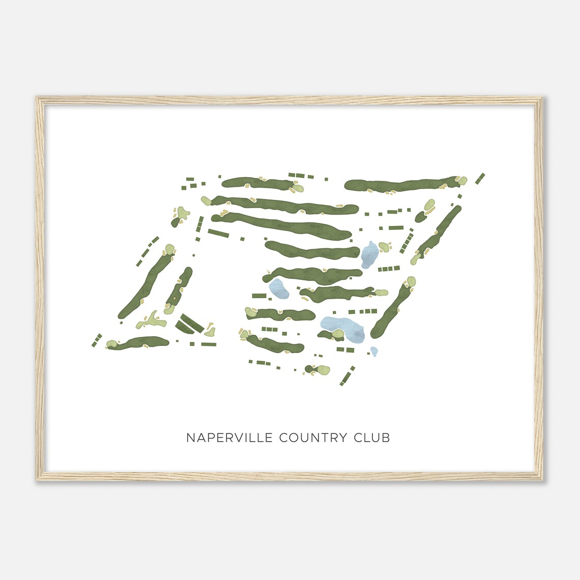 Naperville Country Club Modern Minimalist Watercolor Golf Map Poster