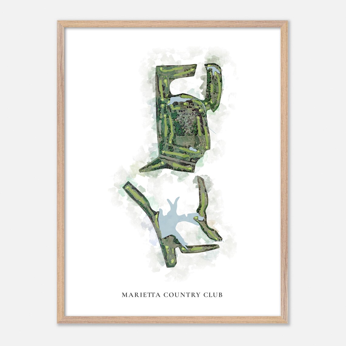 Marietta Country Club Watercolor Golf Course Map Golfer Gift Poster - Image 2