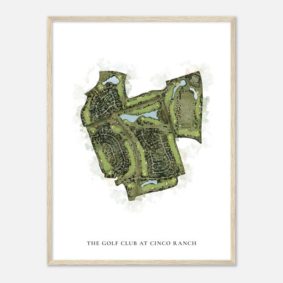The Golf Club At Cinco Ranch Texas Classic Watercolor Map Golfer Gift Golf Wall Art Golf Poster Print Course Layout