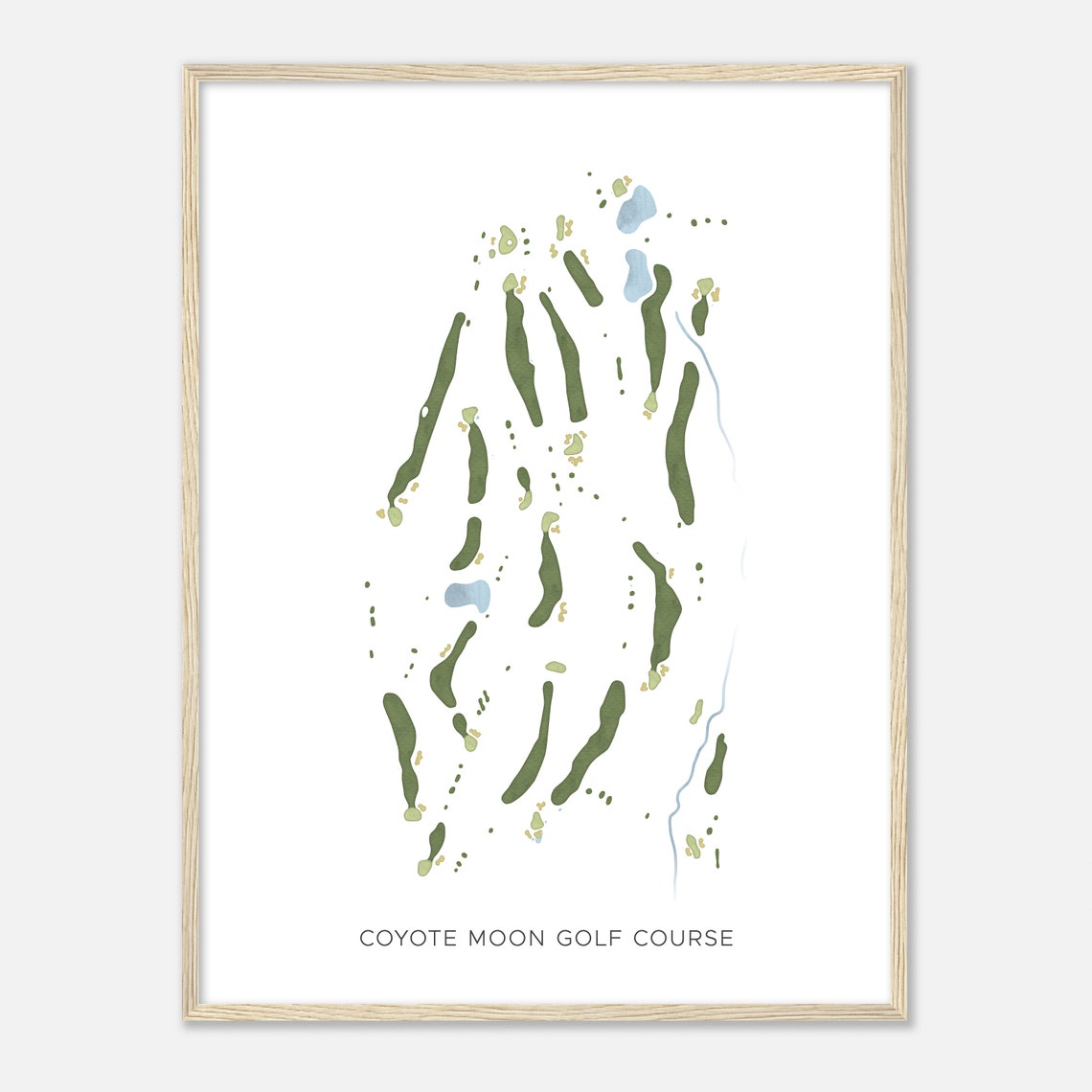 Coyote Moon Golf Course Minimalist Watercolor Layout Map Poster - Image 2