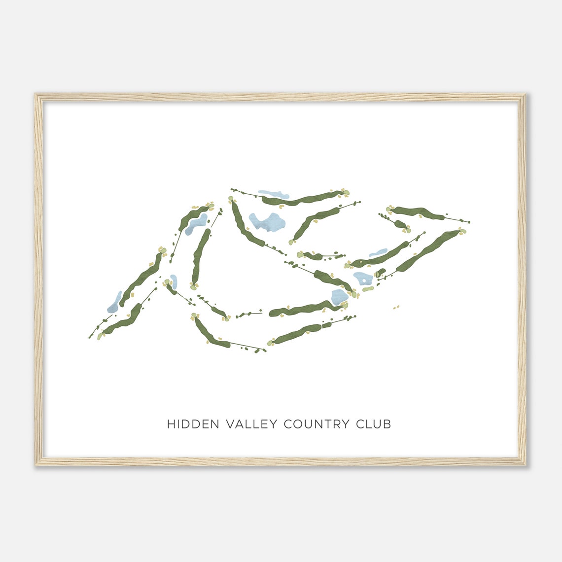 Hidden Valley Country Club Modern Watercolor Fairway Map Poster - Image 2